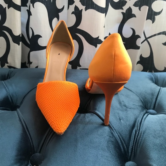 J. Crew Shoes - J. Crew Neon Orange Sequin & Satin D’Orsay Pumps